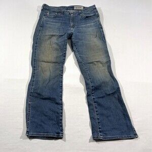 AG Adriano Goldschmied Jodi Crop High Rise Slim Flare Side Slit Blue Jeans Sz 29